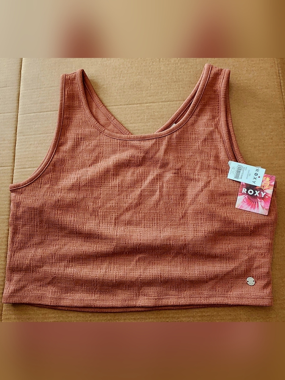 Roxy Ribbed Wrap-Back Crop Tank Women's 2XL - Picture 2 of 5